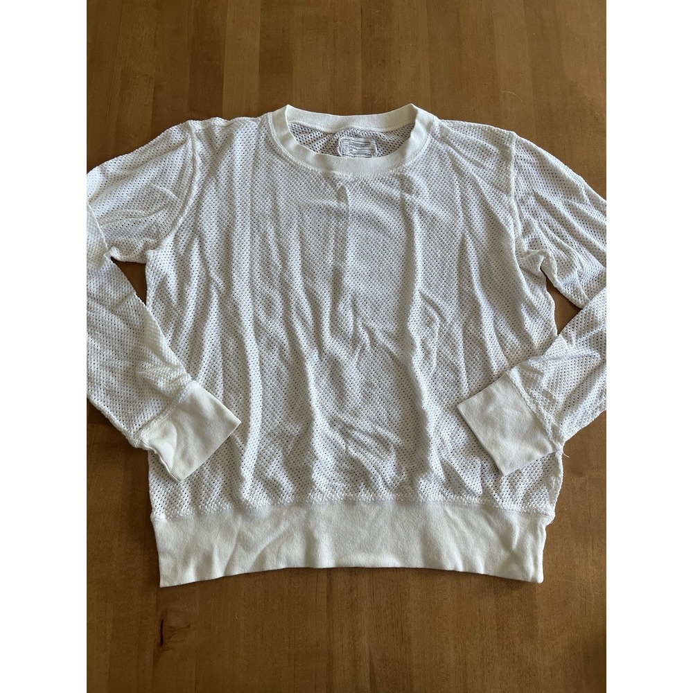 Current/Elliott Women's Long Sleeve Top Cream Mesh Sz 1 Retro‎ Wear For Love
